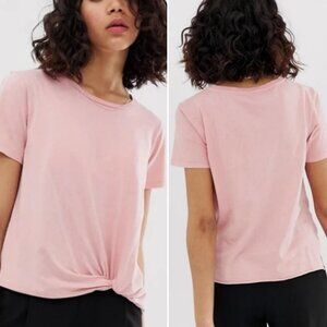 All Saints Pink Tee Crew Neck Twist Size XS TShirt Wilma Cotton Top Short Sleeve